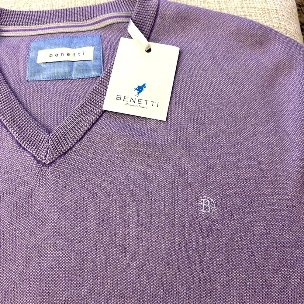 Benetti Cotton V-Neck Sweater Size XL‎ NWT